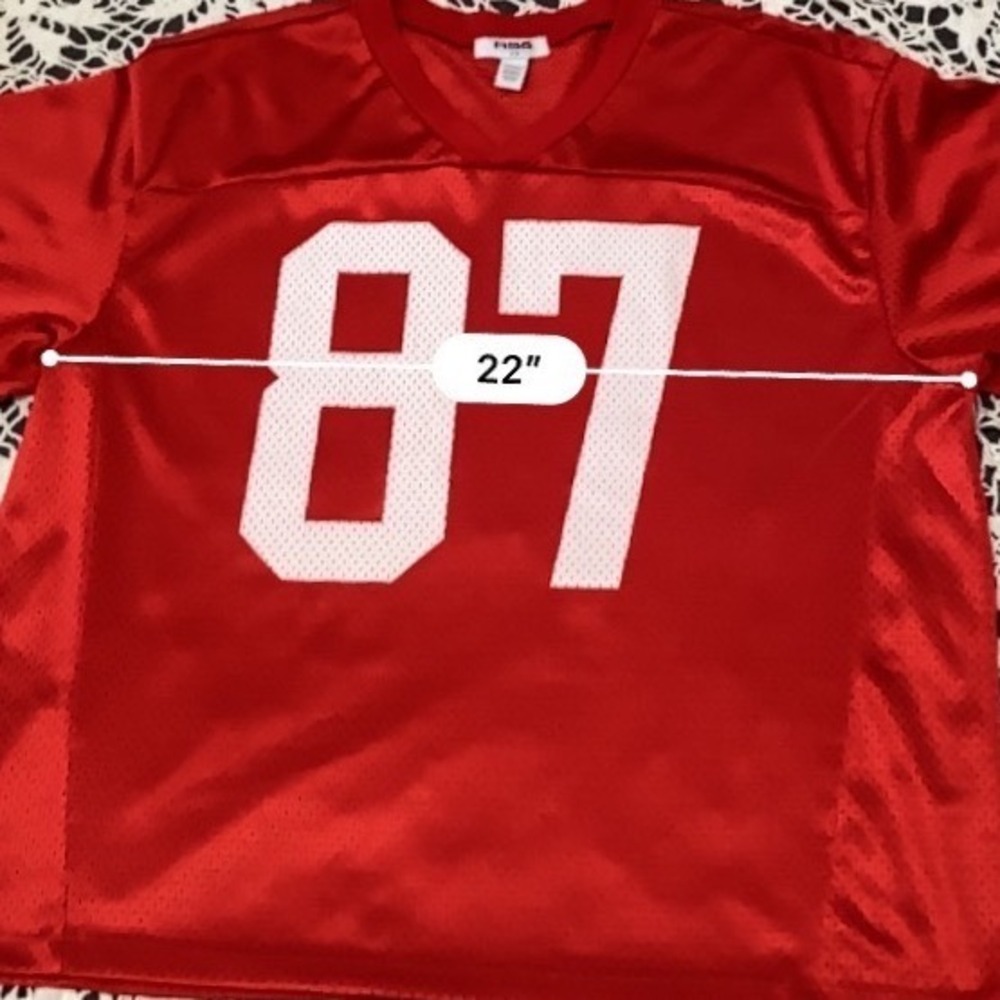 RSQ Mens Red Mesh Football Jersey Graphic T-Shirt Number 87 Size Large - Picture 5 of 5